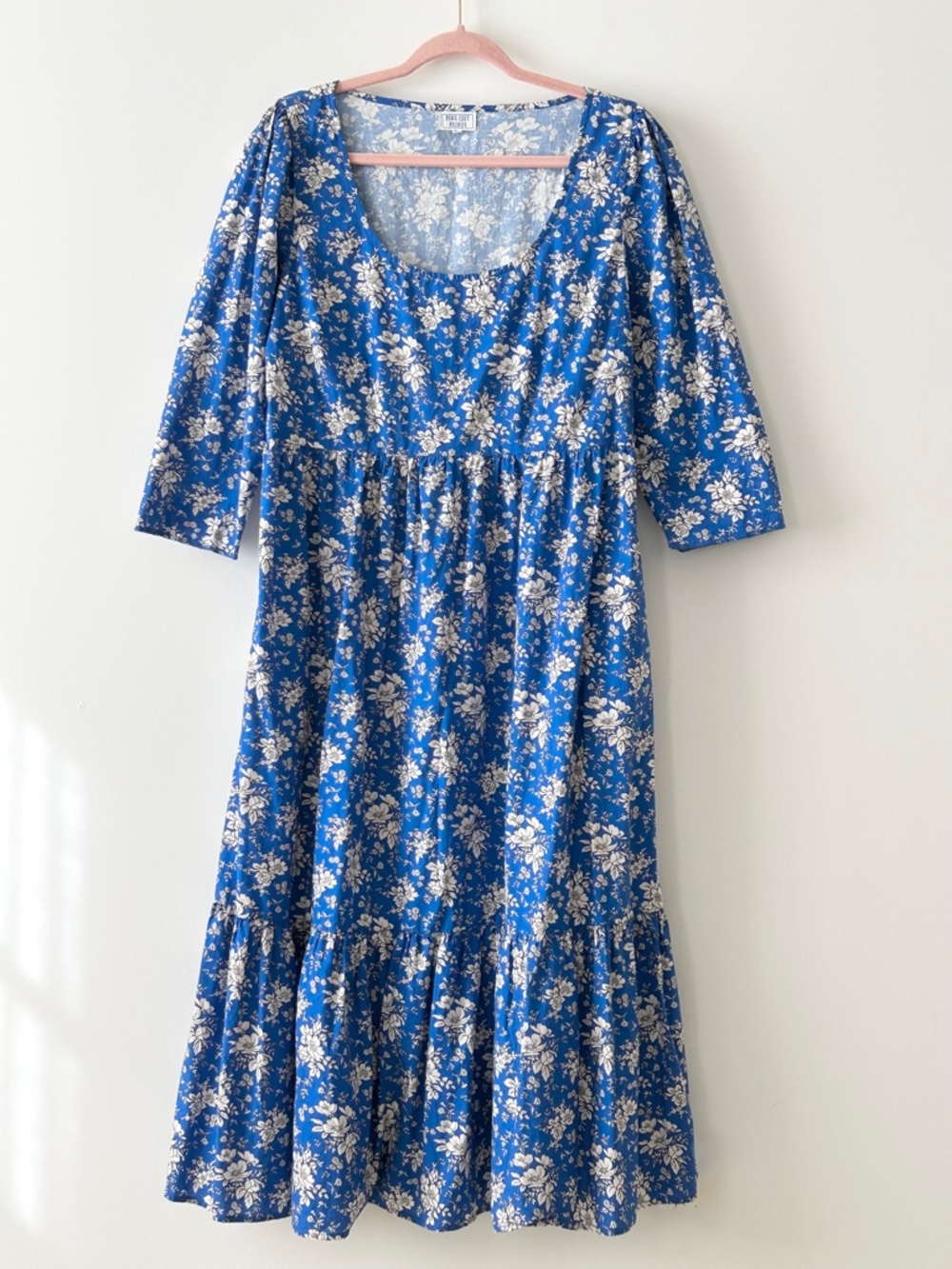 Pink City Prints 100% Cotton Blue Floral Maxi Dress